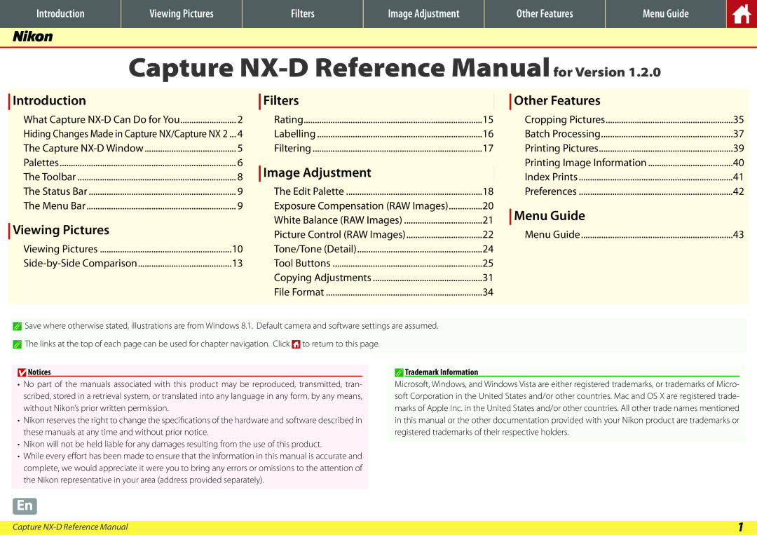 Nikon manual Capture NX-D Reference Manualfor Version, Trademark Information 