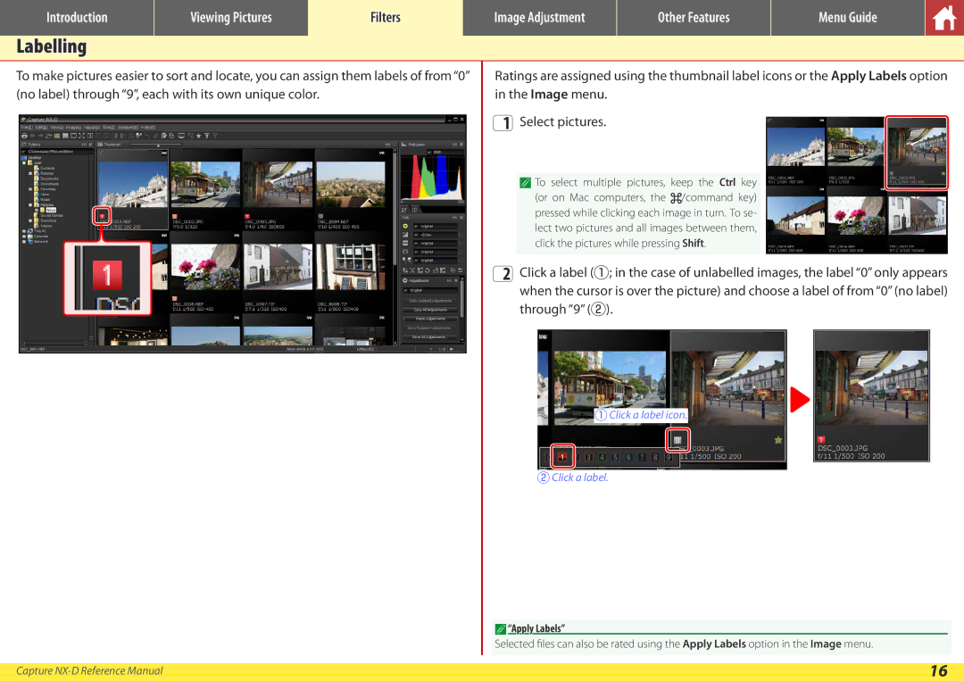 Nikon NX-D manual Labelling, AApply Labels 