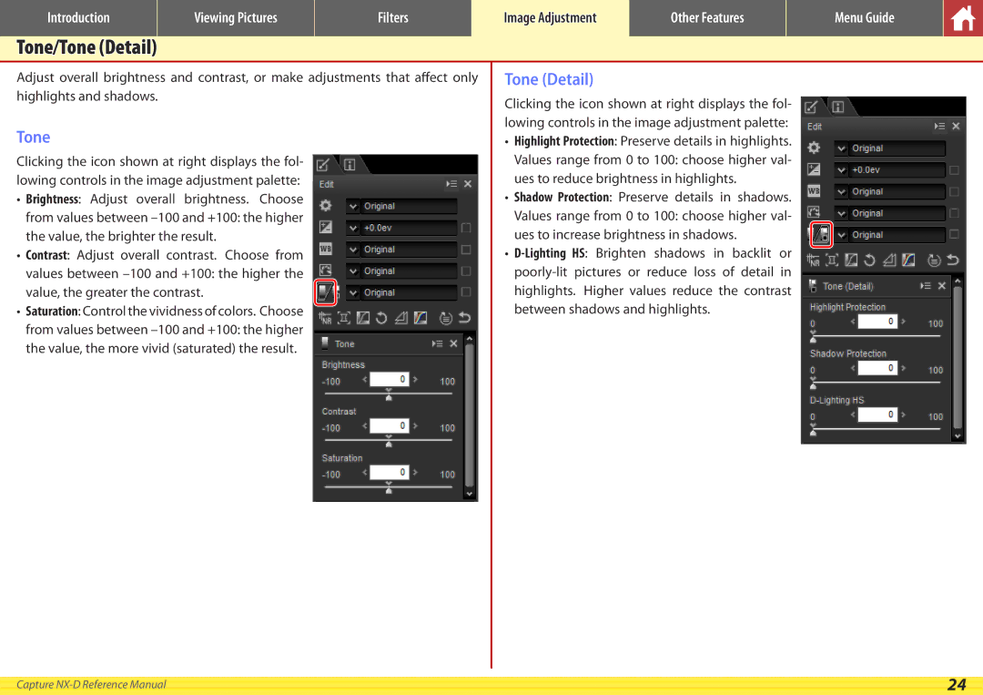 Nikon NX-D manual Tone Detail 