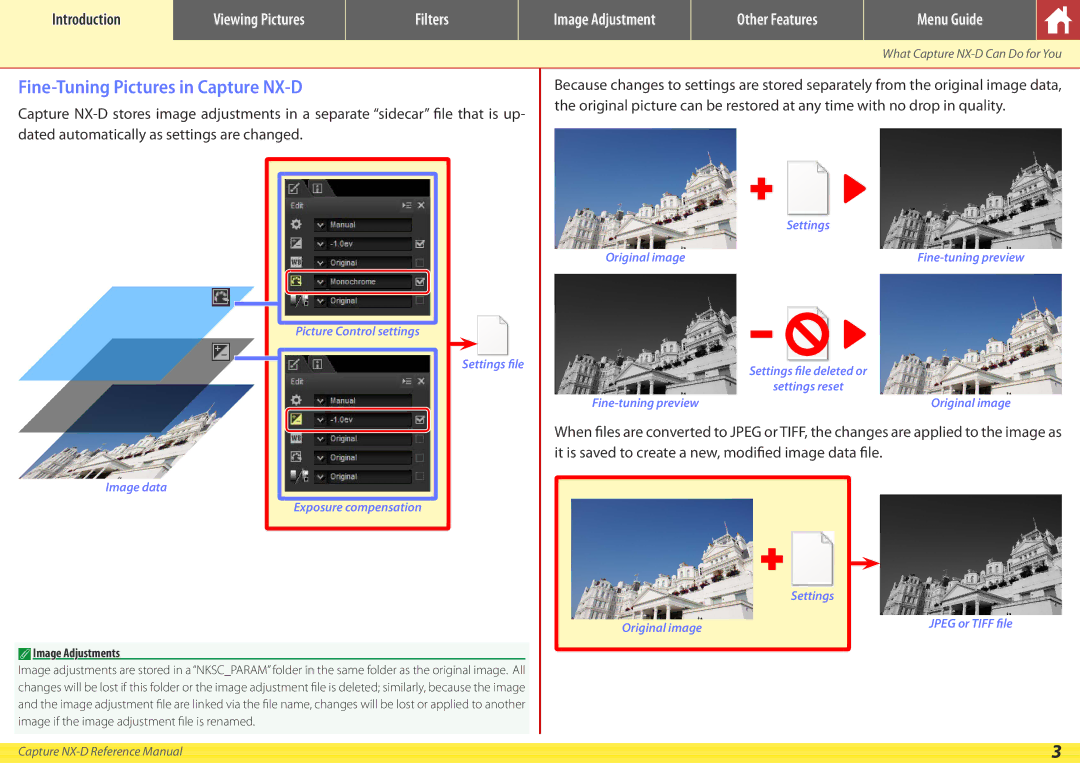 Nikon manual Fine-Tuning Pictures in Capture NX-D, Image Adjustments 