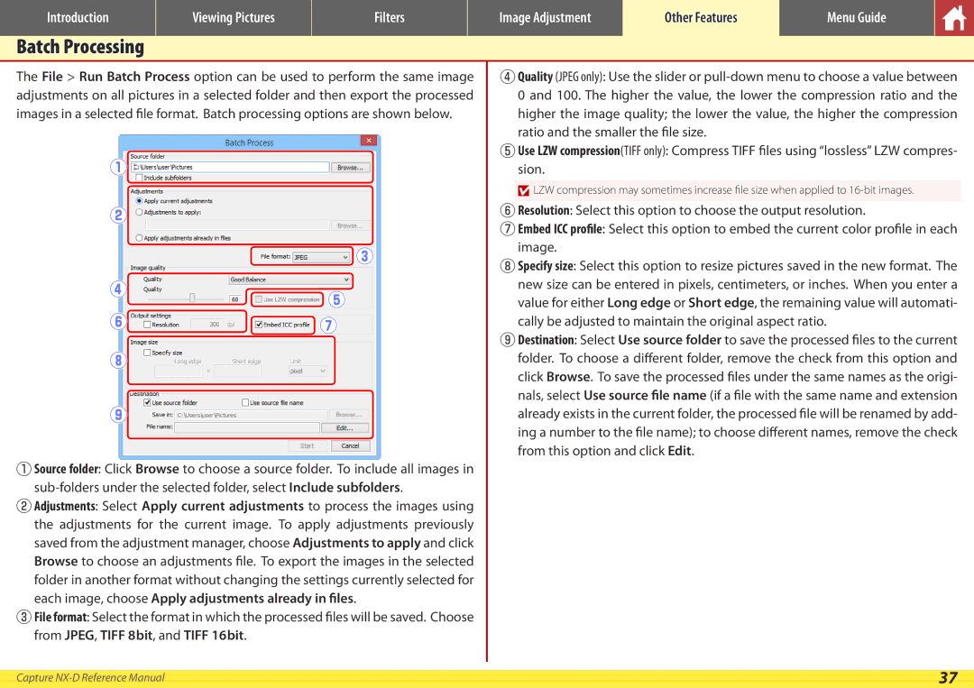 Nikon NX-D manual Batch Processing 