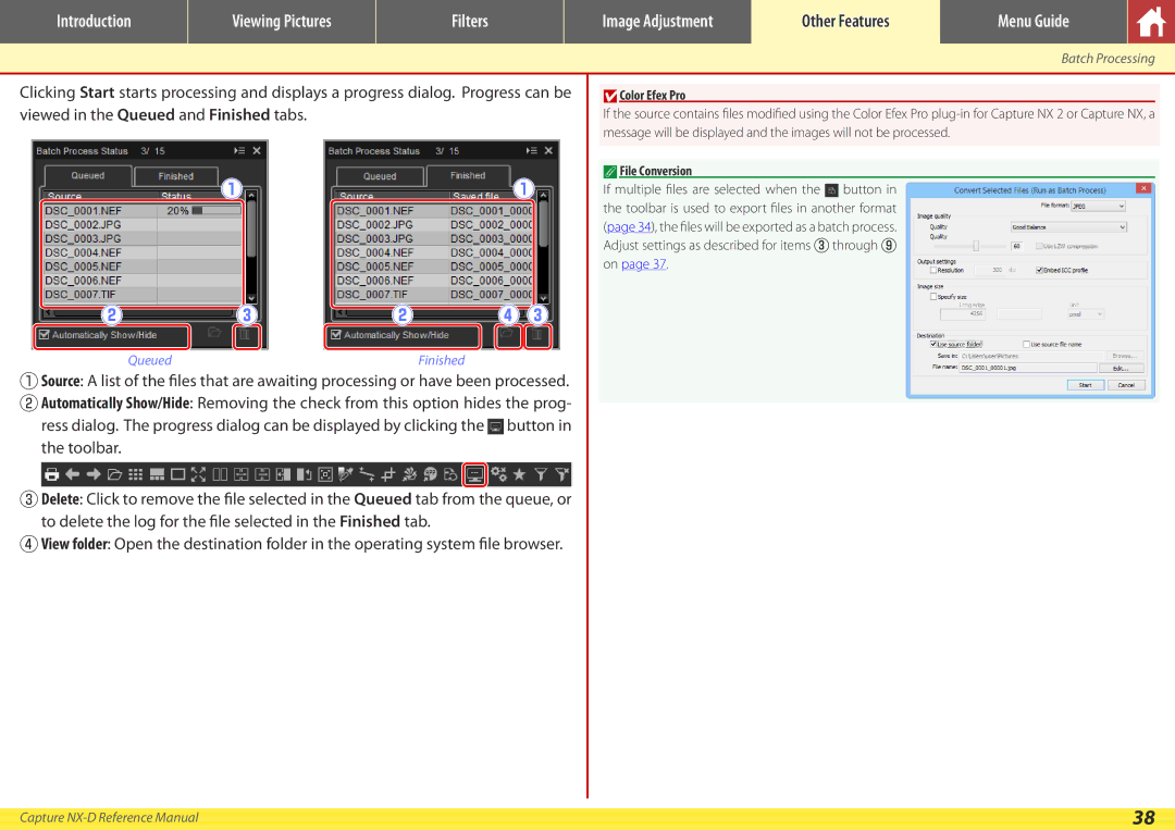 Nikon NX-D manual Color Efex Pro, File Conversion 