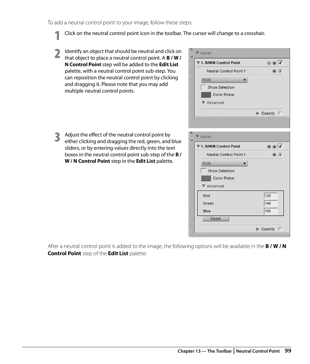 Nikon NX2 user manual Toolbar Neutral Control Point 