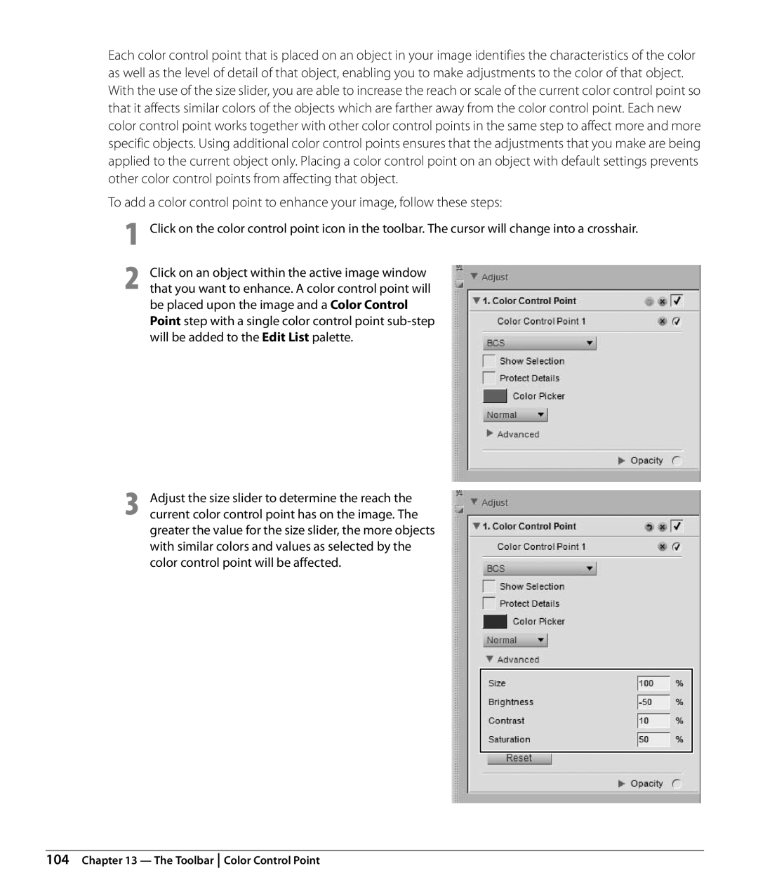 Nikon NX2 user manual Toolbar Color Control Point 