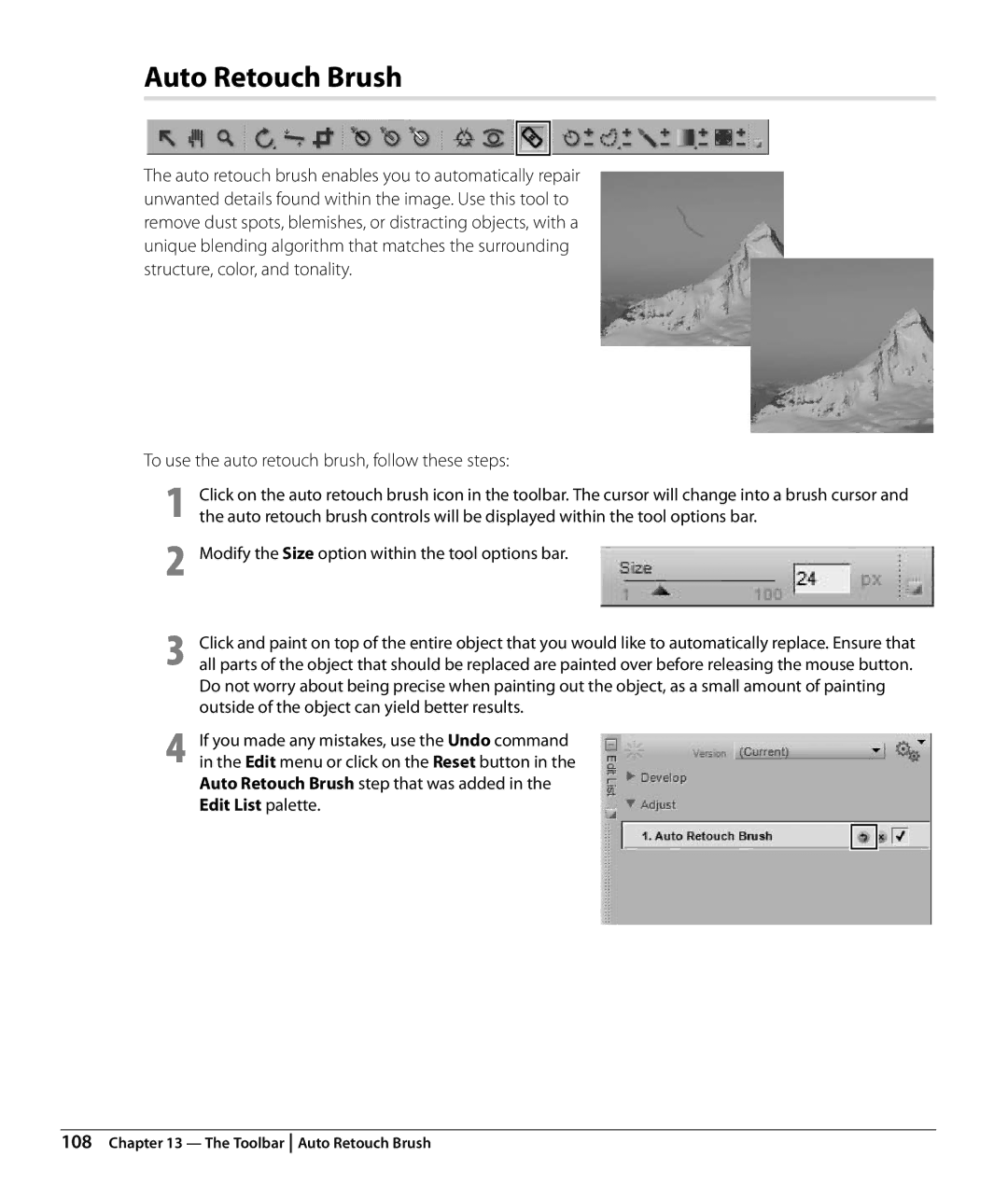 Nikon NX2 user manual Auto Retouch Brush, To use the auto retouch brush, follow these steps 