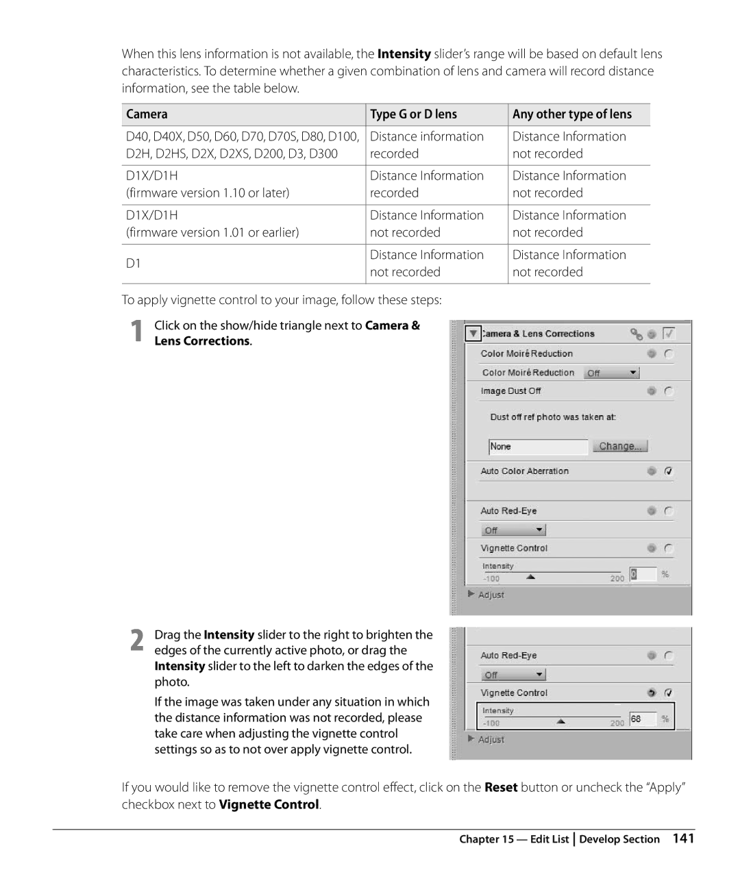 Nikon NX2 user manual Camera Type G or D lens, Distance information Distance Information, Recorded Not recorded, Photo 