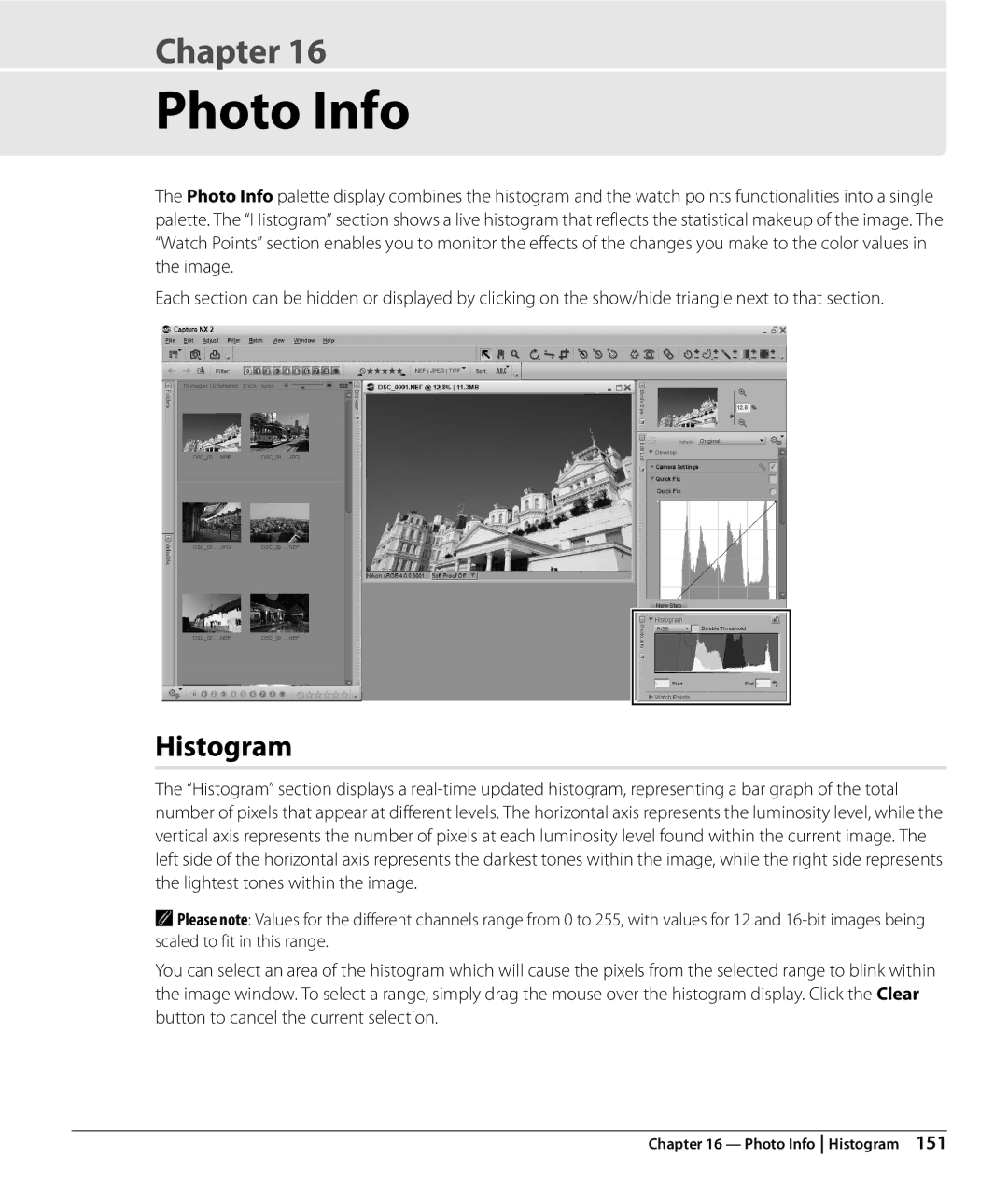 Nikon NX2 user manual Photo Info, Histogram 