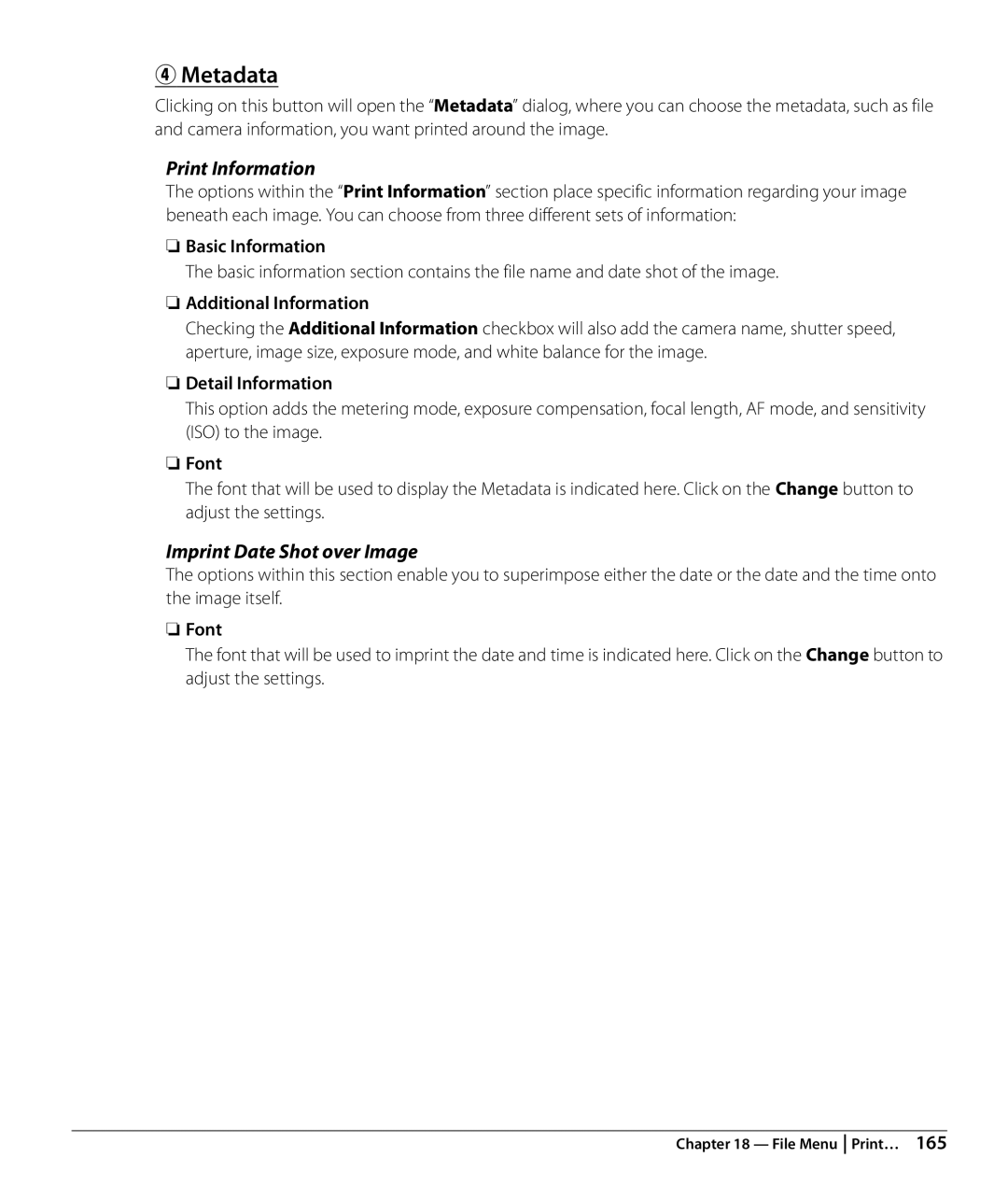 Nikon NX2 user manual Print Information, Imprint Date Shot over Image 