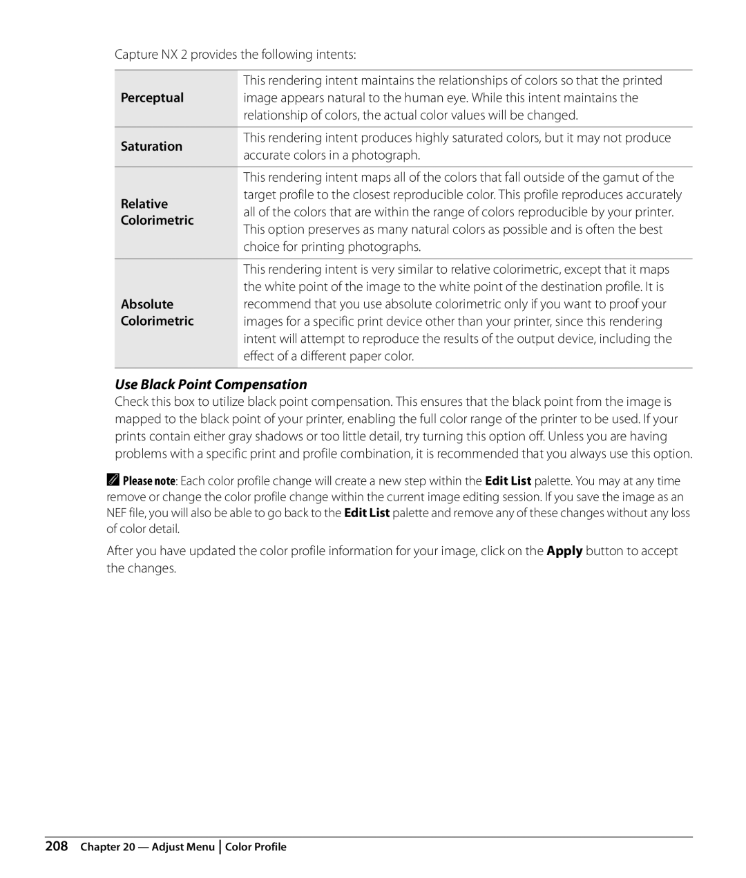 Nikon NX2 user manual Capture NX 2 provides the following intents, Color detail 