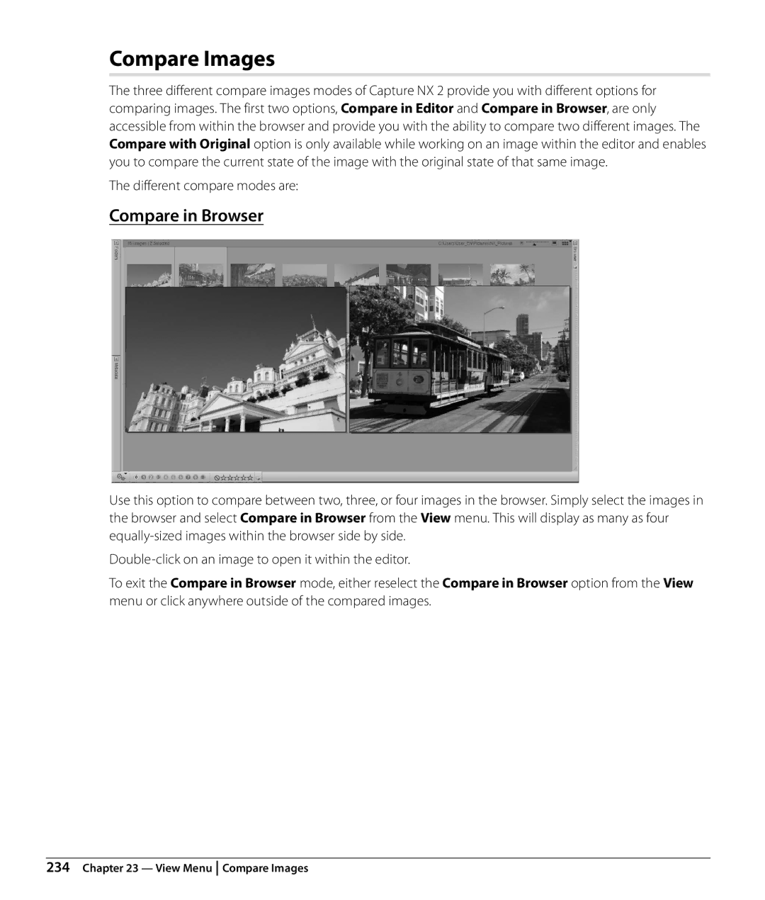 Nikon NX2 user manual Compare Images, Compare in Browser 