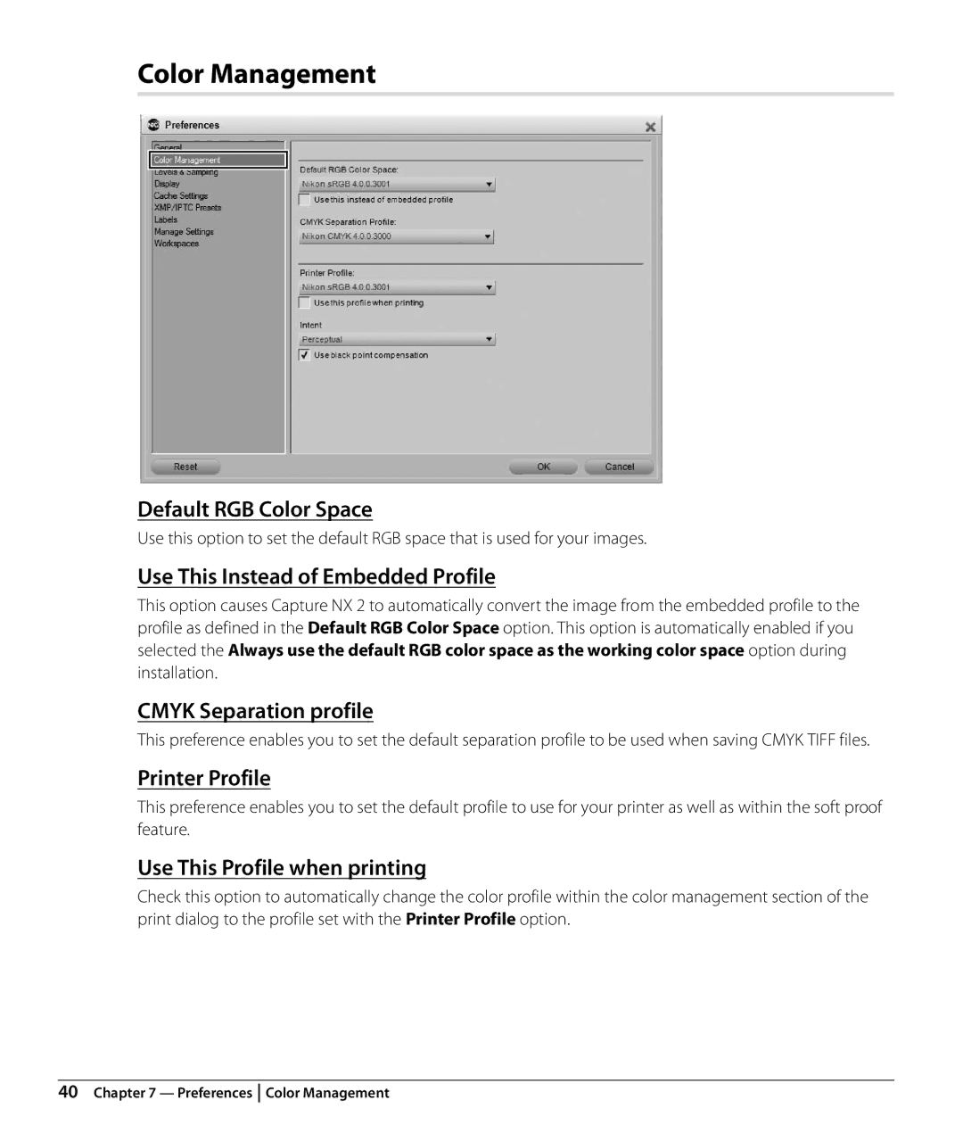 Nikon NX2 user manual Color Management 