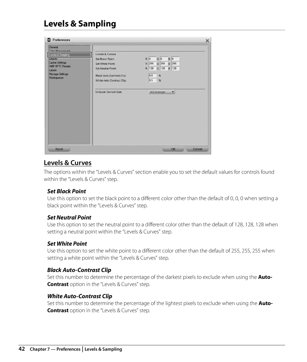 Nikon NX2 user manual Levels & Sampling, Levels & Curves 