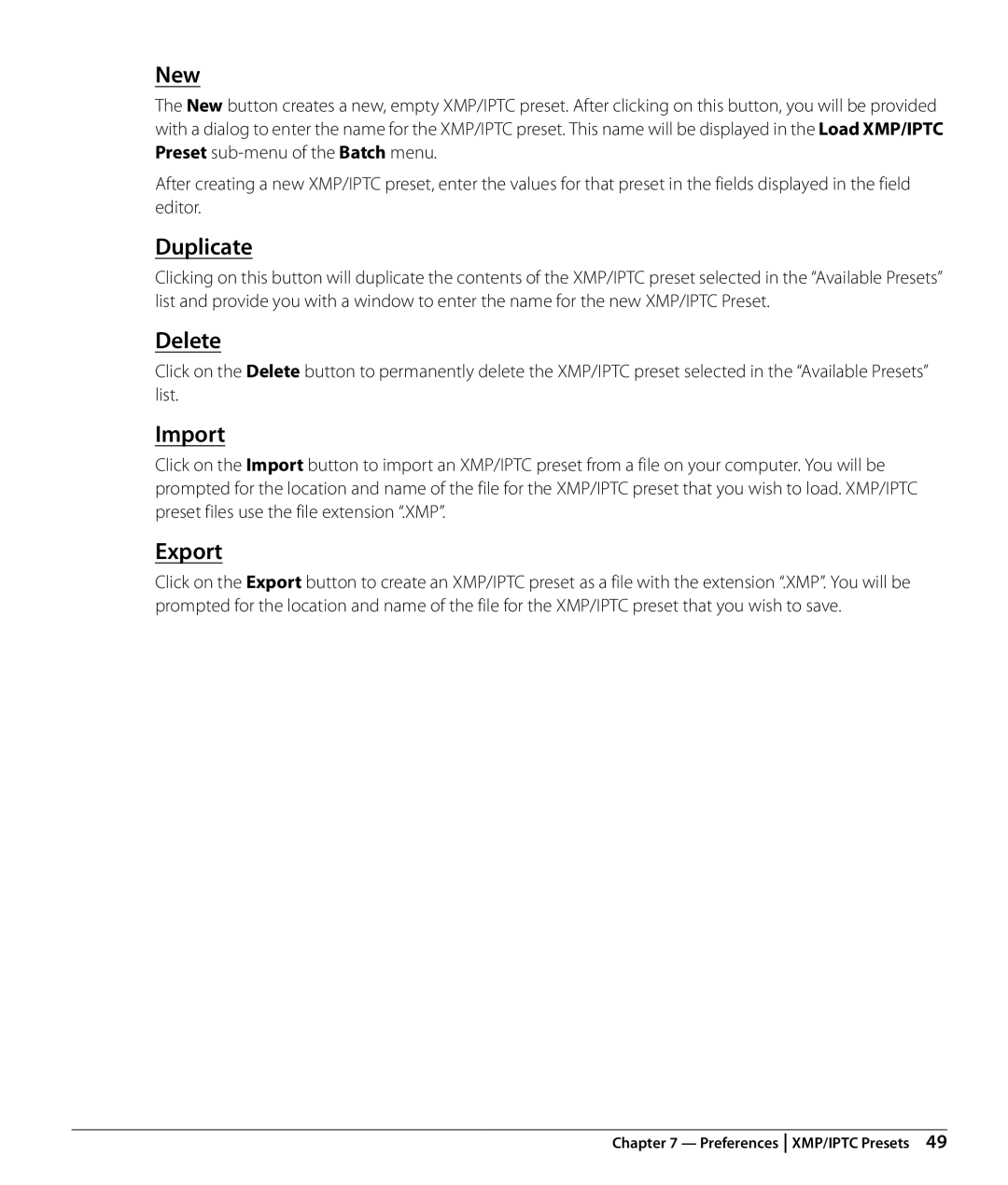 Nikon NX2 user manual New, Duplicate, Delete, Import, Export 