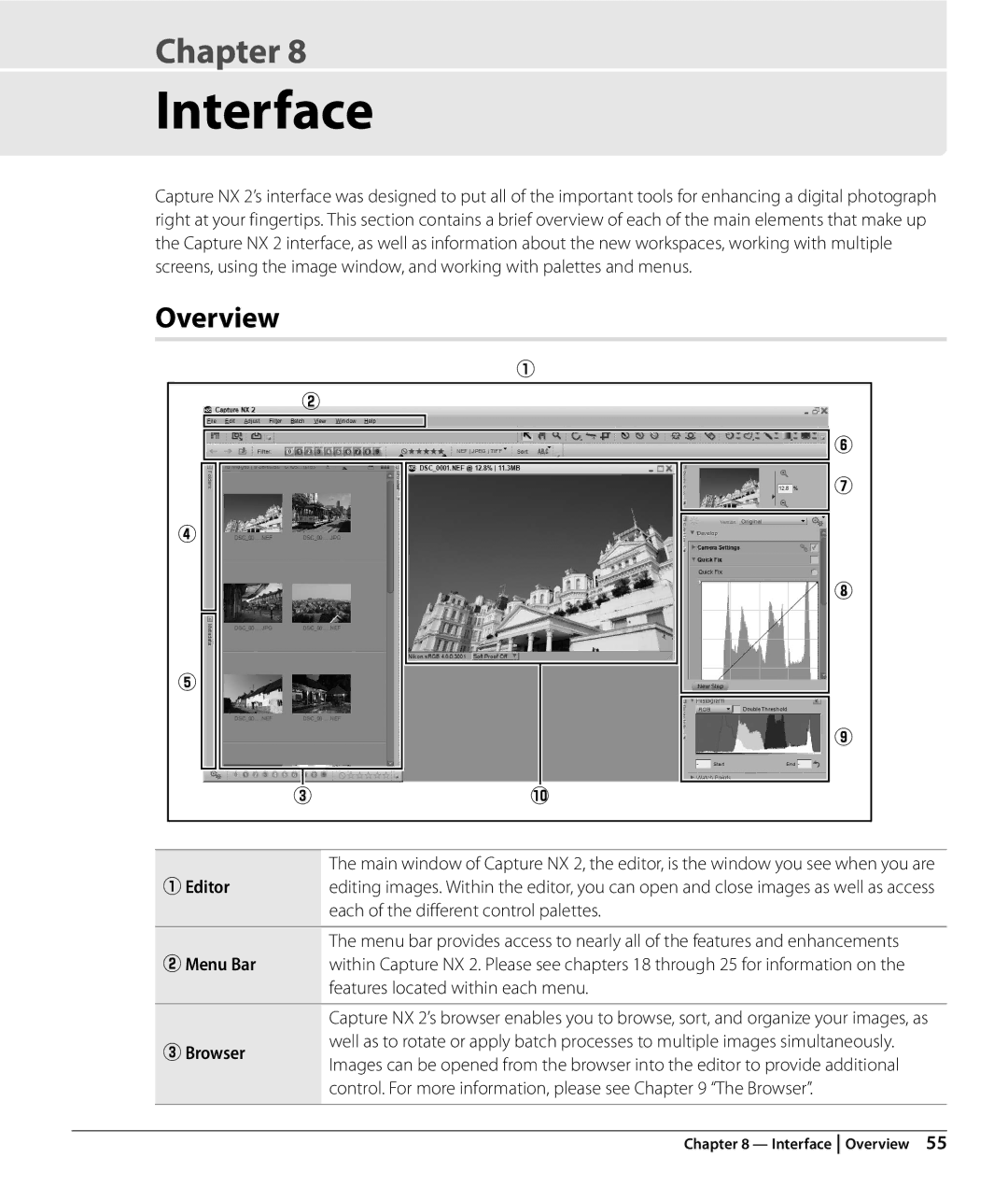 Nikon NX2 user manual Interface, Overview, EBrowser 