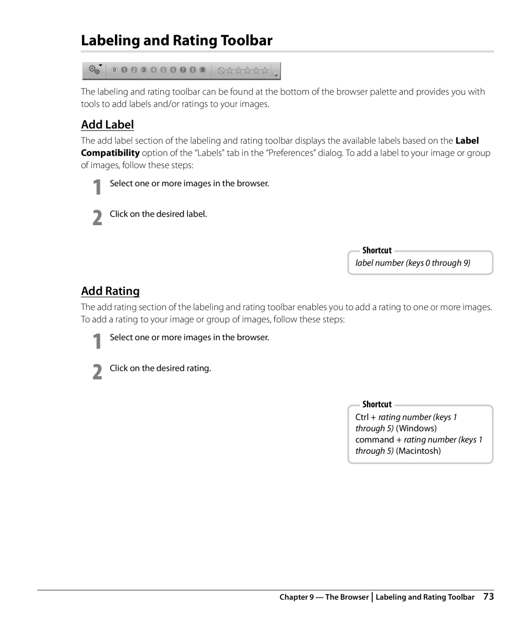 Nikon NX2 user manual Labeling and Rating Toolbar, Add Label, Add Rating, Images, follow these steps 