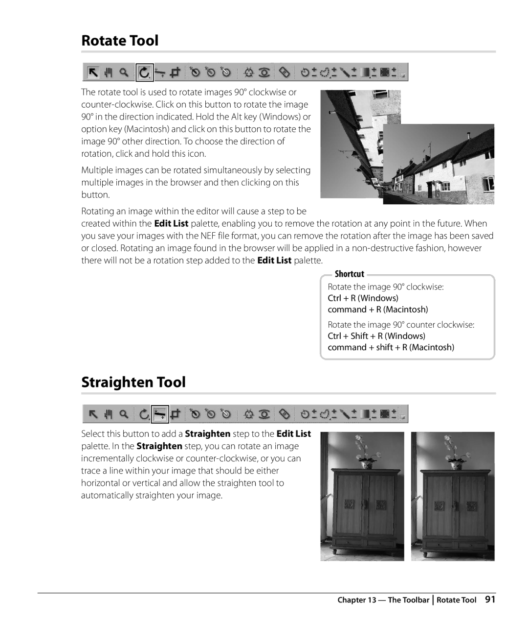 Nikon NX2 user manual Rotate Tool, Straighten Tool 