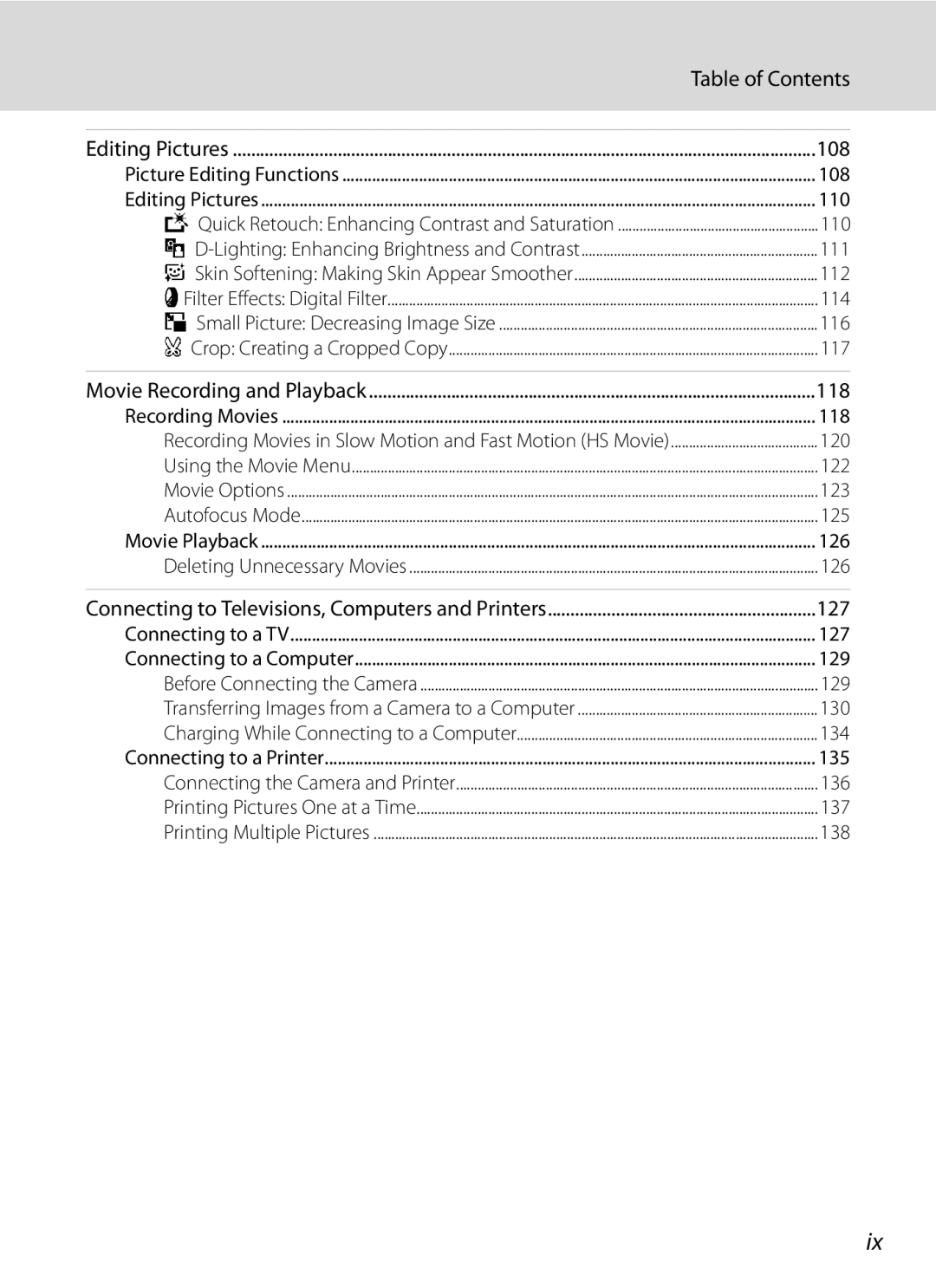 Nikon COOLPIXP300BK user manual 108, 118, 127 