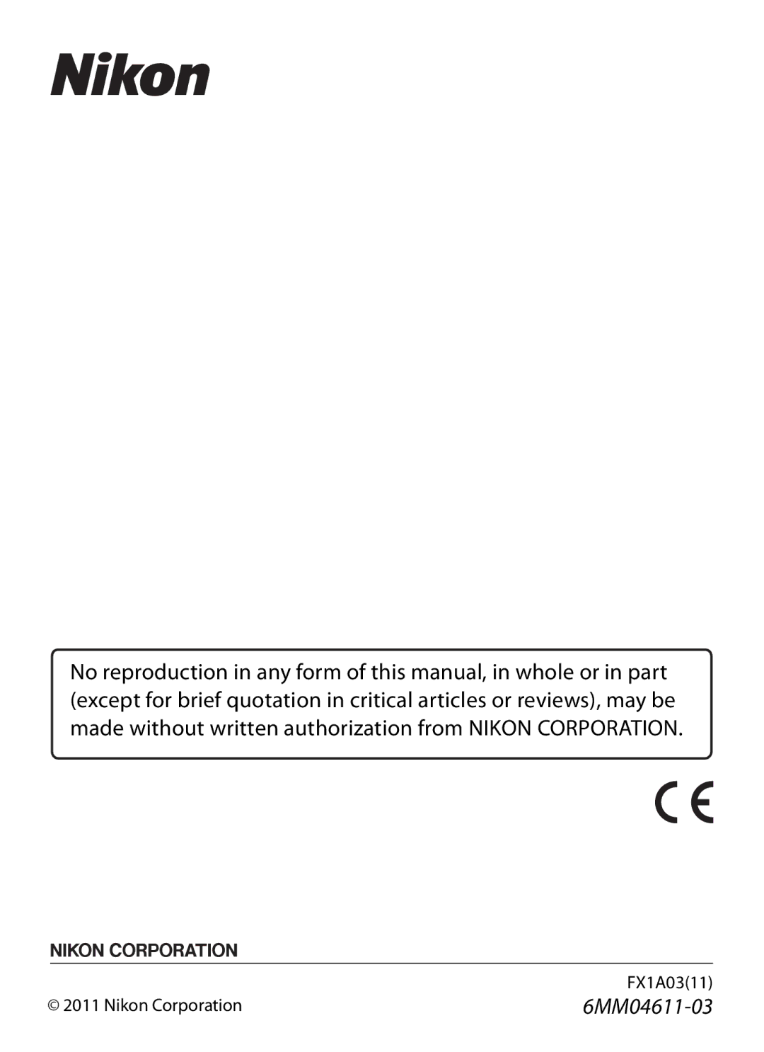 Nikon COOLPIXP300BK user manual FX1A0311, Nikon Corporation 