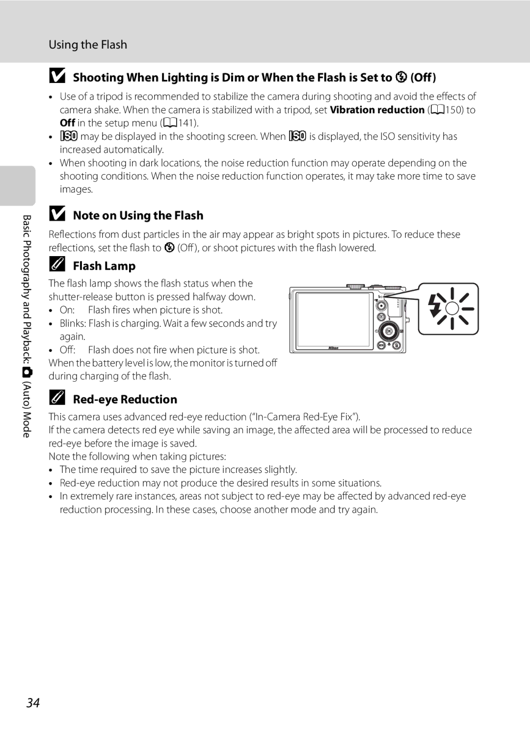 Nikon COOLPIXP300BK user manual Flash Lamp, Red-eye Reduction 