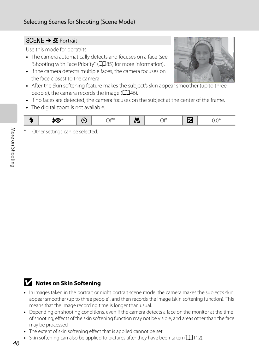 Nikon COOLPIXP300BK user manual YMb Portrait Use this mode for portraits, Digital zoom is not available 