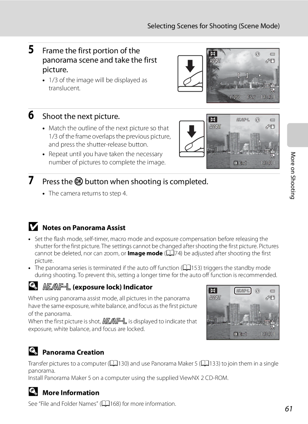 Nikon COOLPIXP300BK Shoot the next picture, Press the kbutton when shooting is completed, Rexposure lock Indicator 