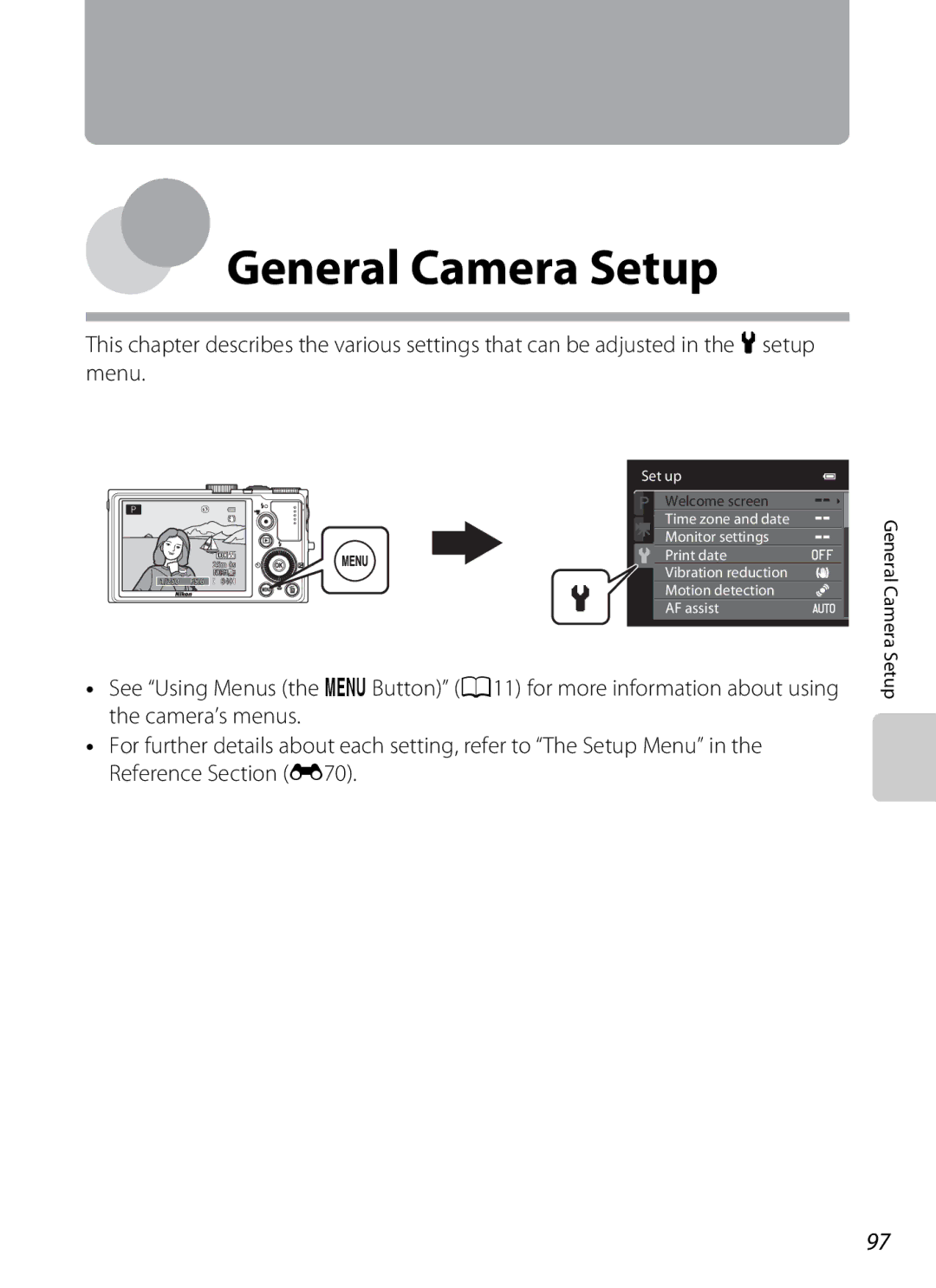 Nikon P310 manual General Camera Setup 