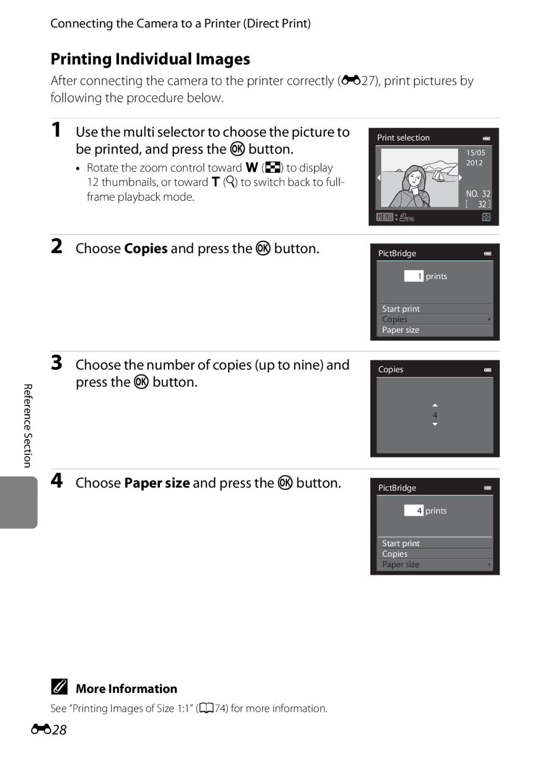 Nikon P310 manual Printing Individual Images, E28 