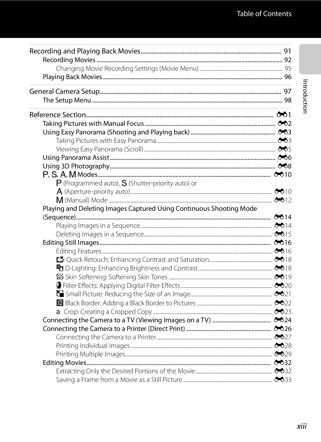 Nikon P310 manual Xiii 