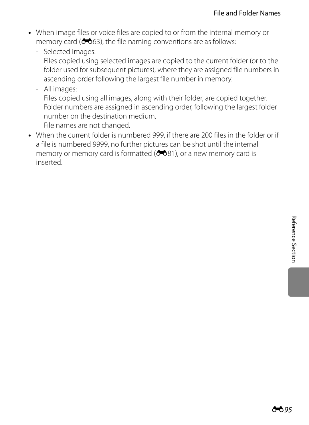 Nikon P310 manual E95, File and Folder Names 