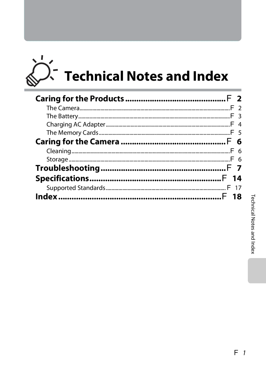 Nikon P310 manual Technical Notes and Index 