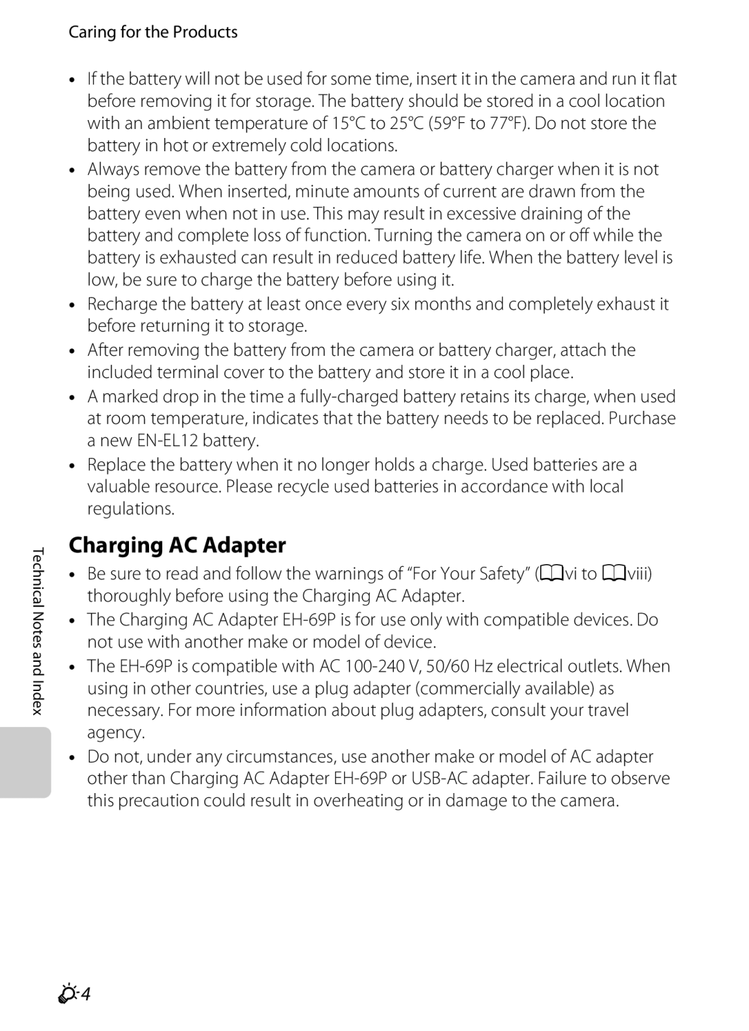 Nikon P310 manual Charging AC Adapter 