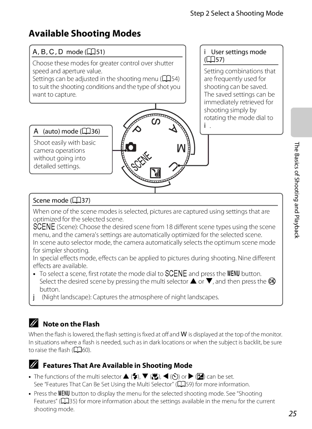 Nikon P310 manual Available Shooting Modes, Select a Shooting Mode, Features That Are Available in Shooting Mode 