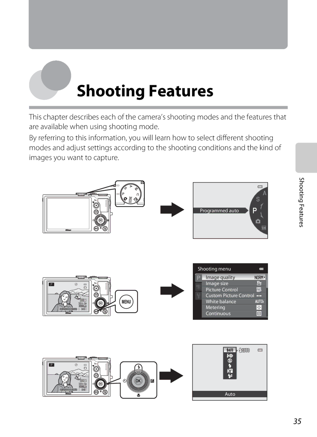 Nikon P310 manual Shooting Features 