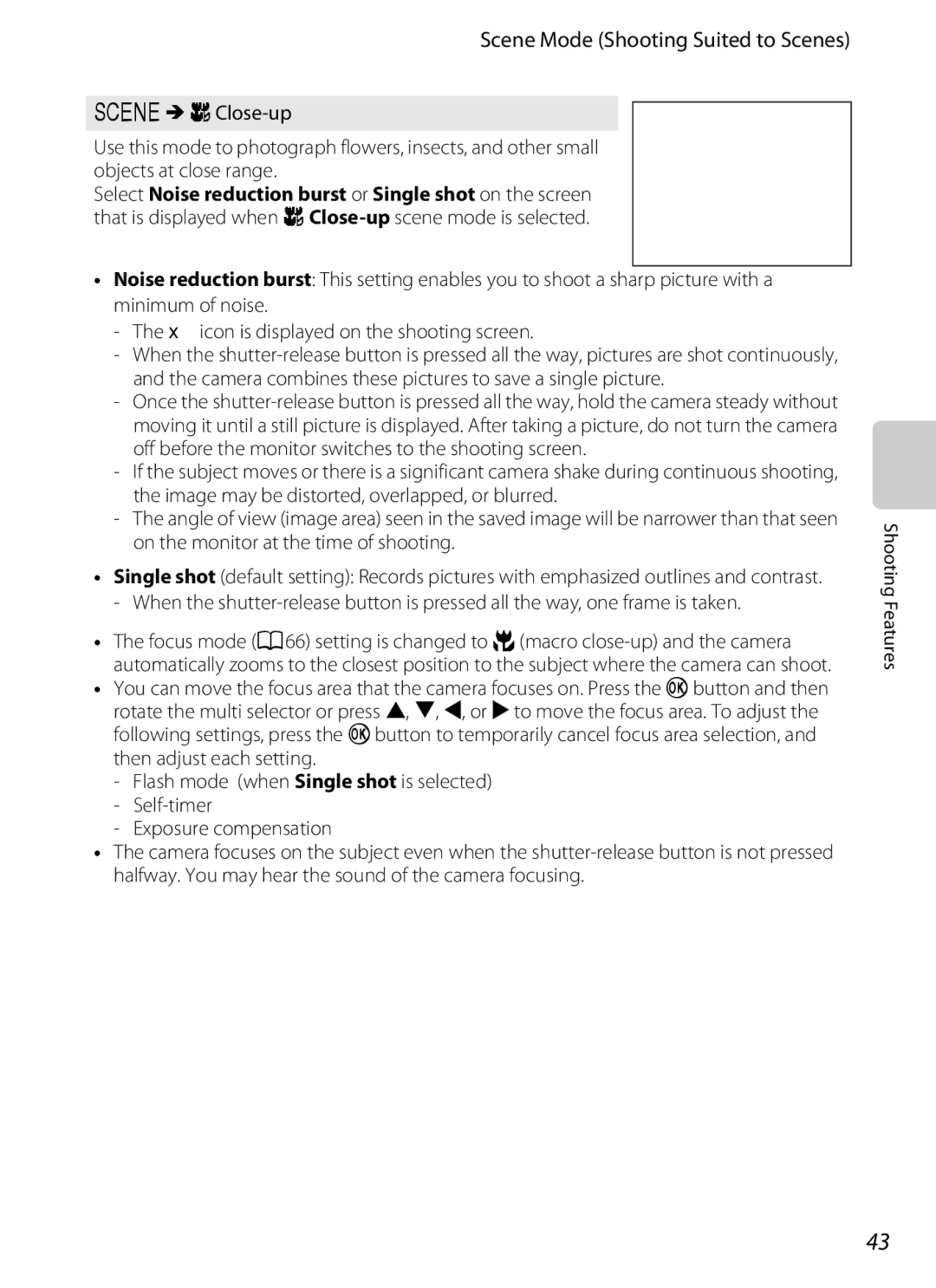 Nikon P310 manual Scene Mode Shooting Suited to Scenes 