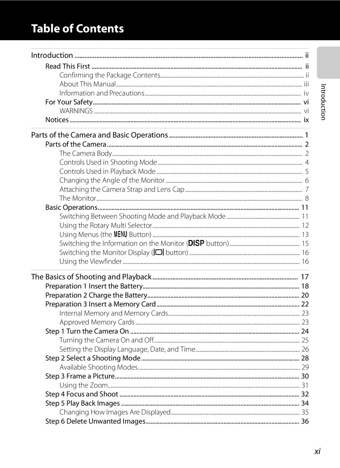 Nikon COOLPIXP510BLK, COOLPIXP510RED manual Table of Contents 