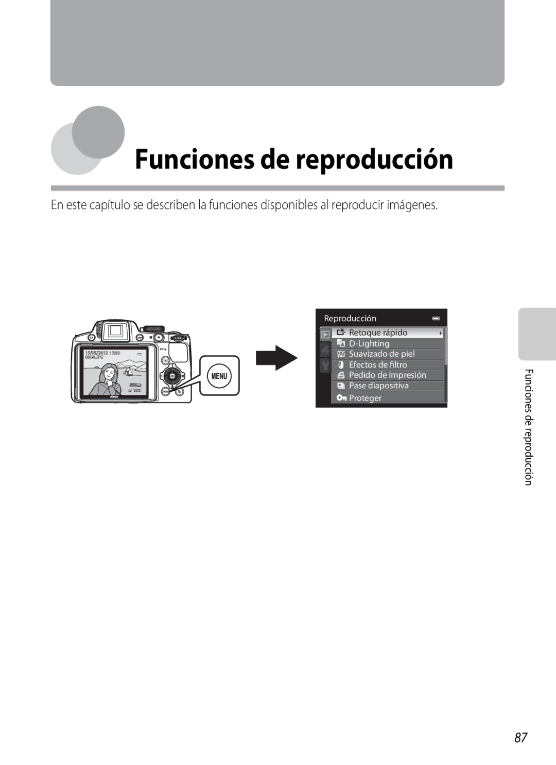 Nikon P510 manual Funciones de reproducción 