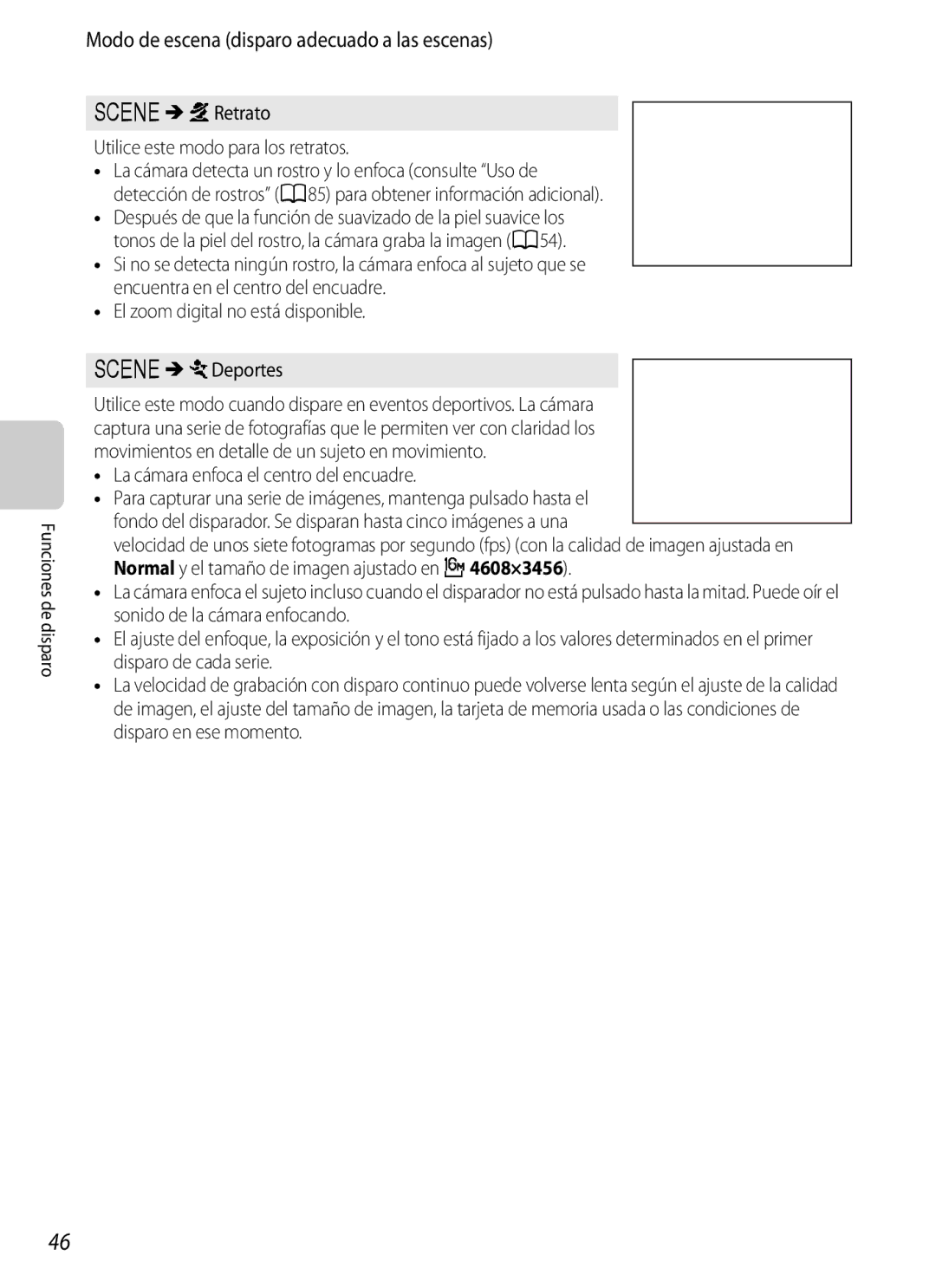 Nikon P510 manual YMbRetrato Utilice este modo para los retratos, El zoom digital no está disponible YMdDeportes 