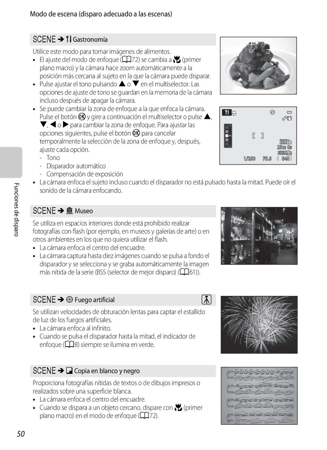 Nikon P510 manual Opciones siguientes, pulse el botón kpara cancelar, Ajuste cada opción Tono, YMmFuego artificial 