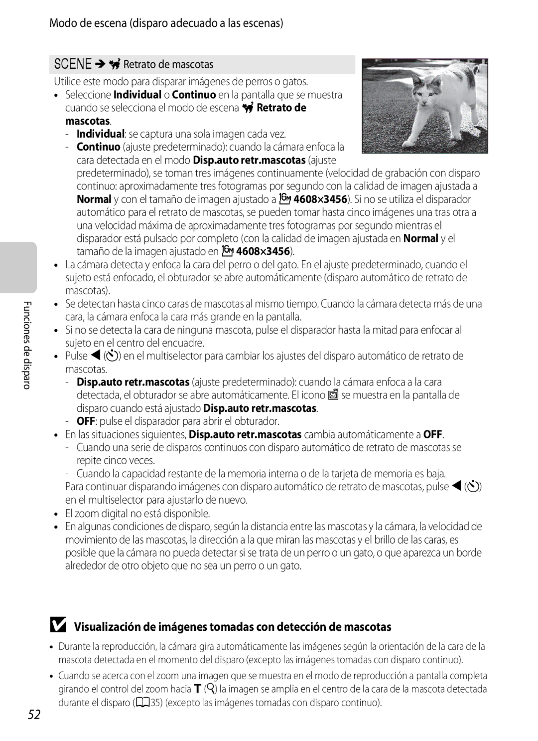 Nikon P510 Visualización de imágenes tomadas con detección de mascotas, OFF pulse el disparador para abrir el obturador 