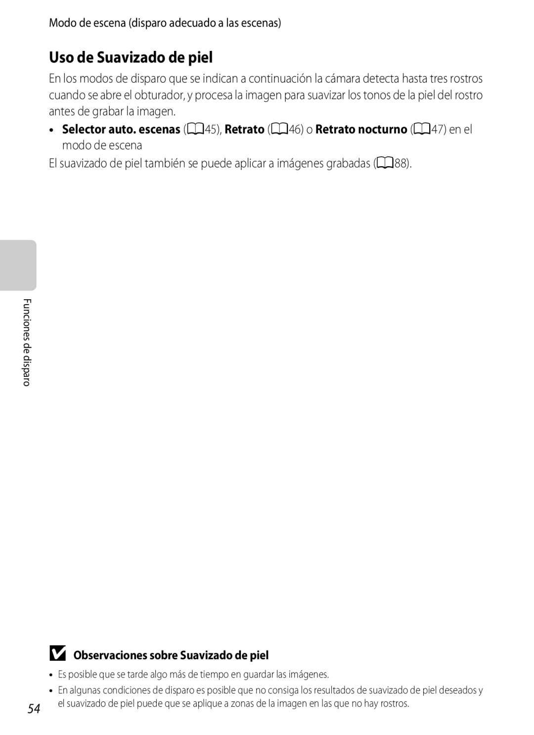Nikon P510 manual Uso de Suavizado de piel, Observaciones sobre Suavizado de piel 