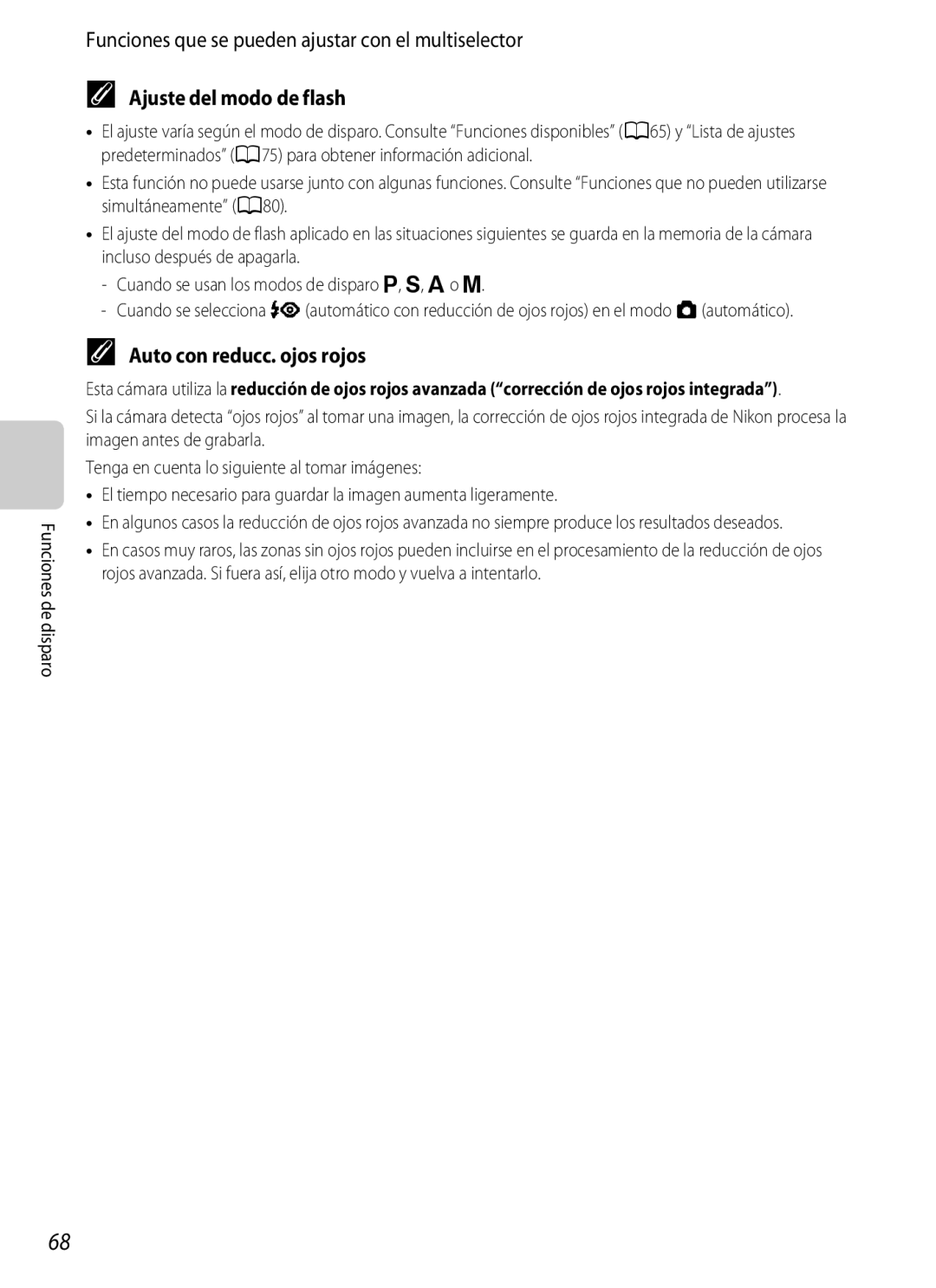 Nikon P510 manual Ajuste del modo de flash, Auto con reducc. ojos rojos 
