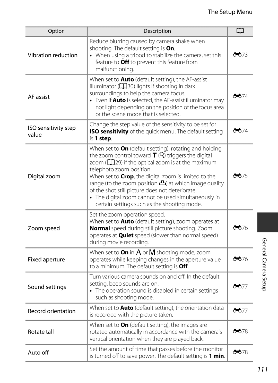 Nikon COOLPIXP7700BLK manual 111, Setup Menu, Is 1 step 