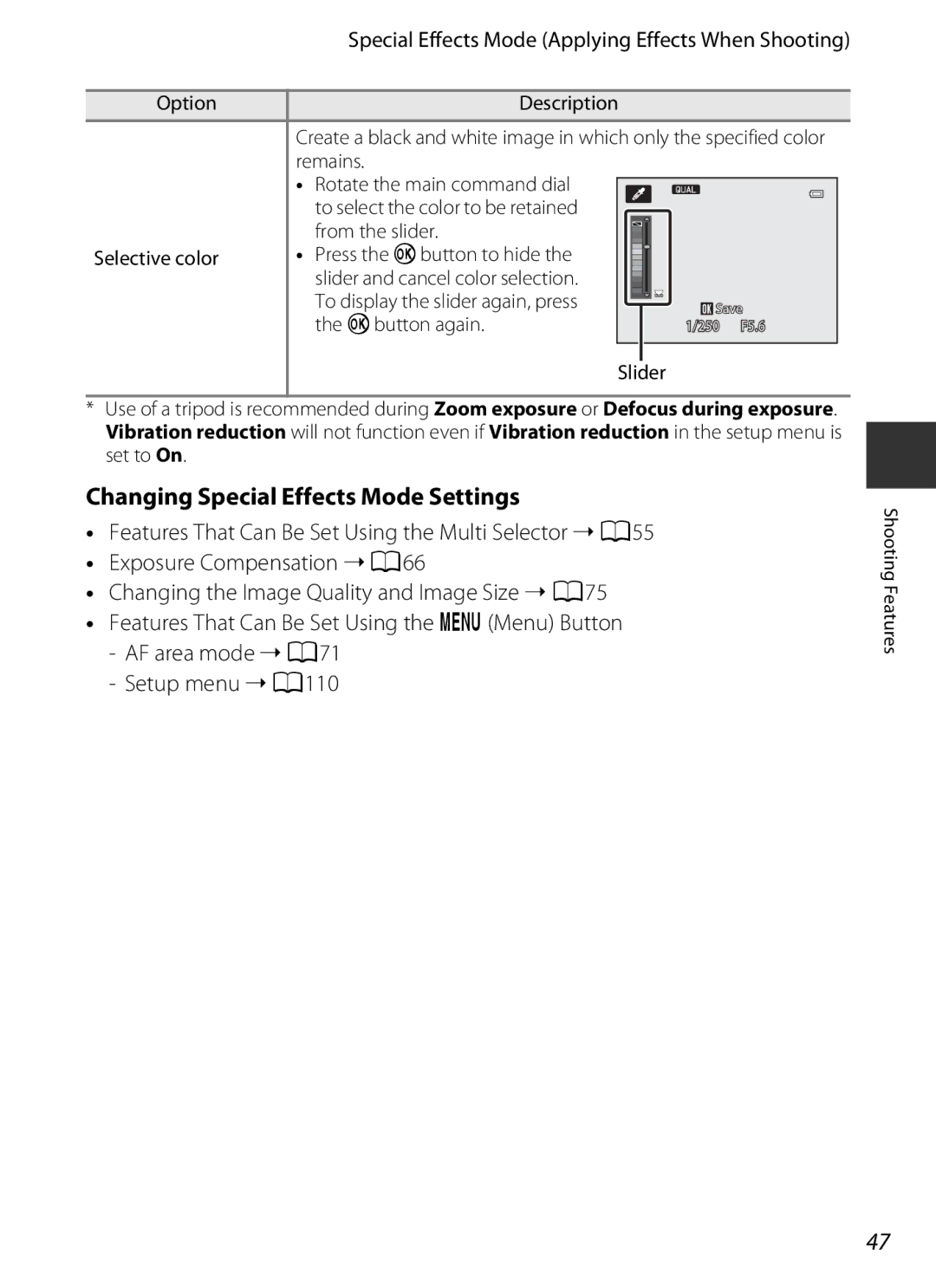 Nikon COOLPIXP7700BLK manual Changing Special Effects Mode Settings 