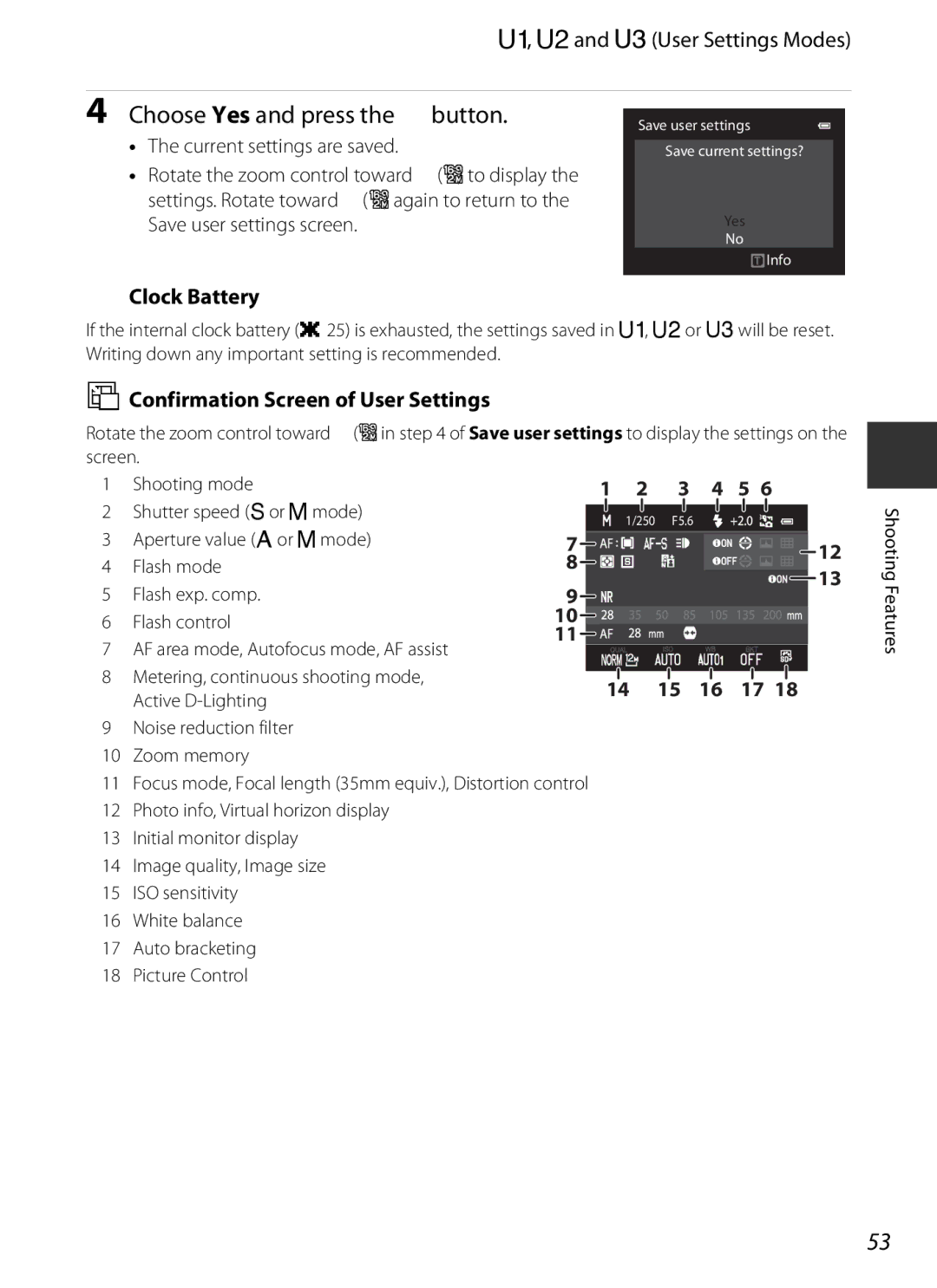 Nikon COOLPIXP7700BLK Choose Yes and press the kbutton, Fand NUser Settings Modes, Confirmation Screen of User Settings 