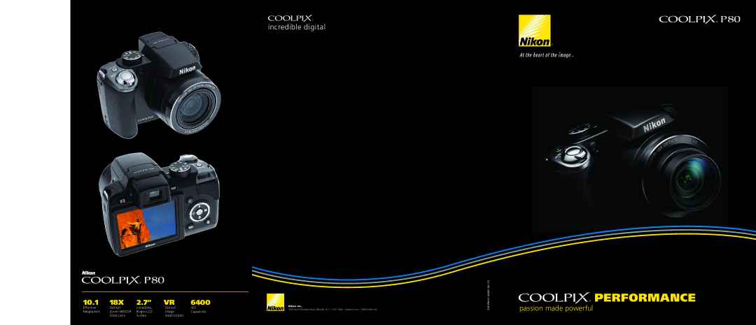 Nikon P80 manual Performance 