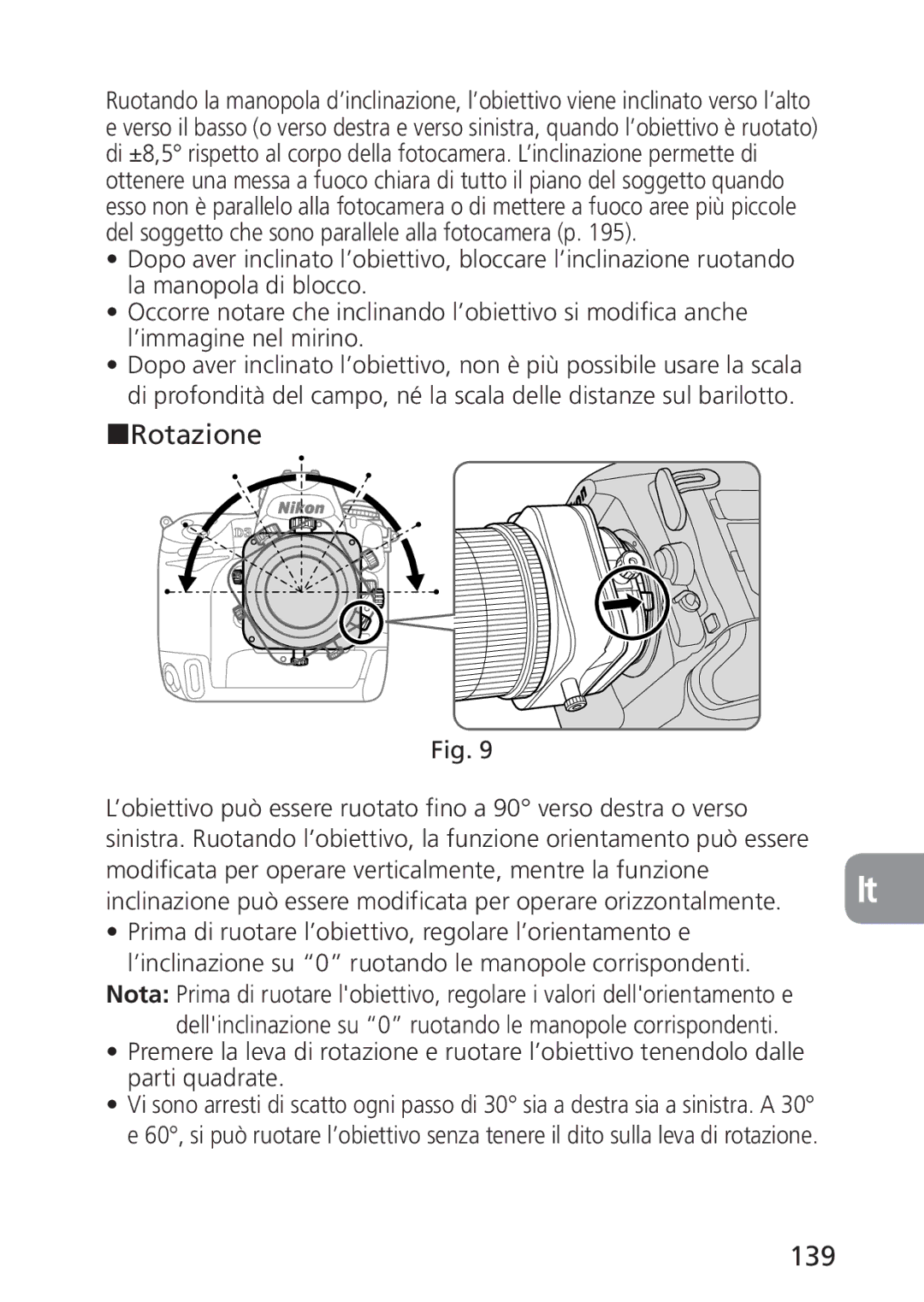 Nikon 2168, PC-E user manual Rotazione, 139 