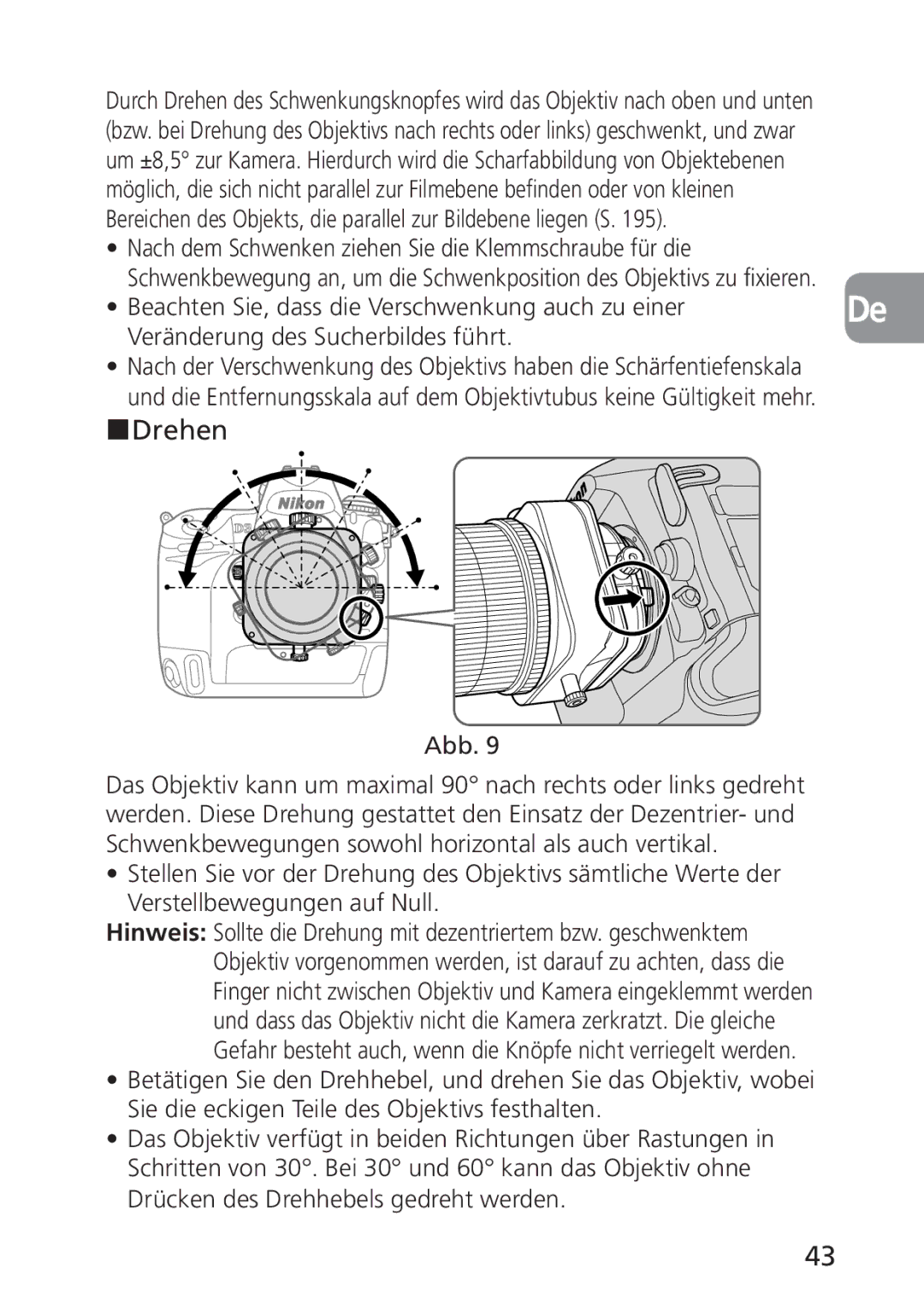 Nikon 2168, PC-E user manual Drehen 