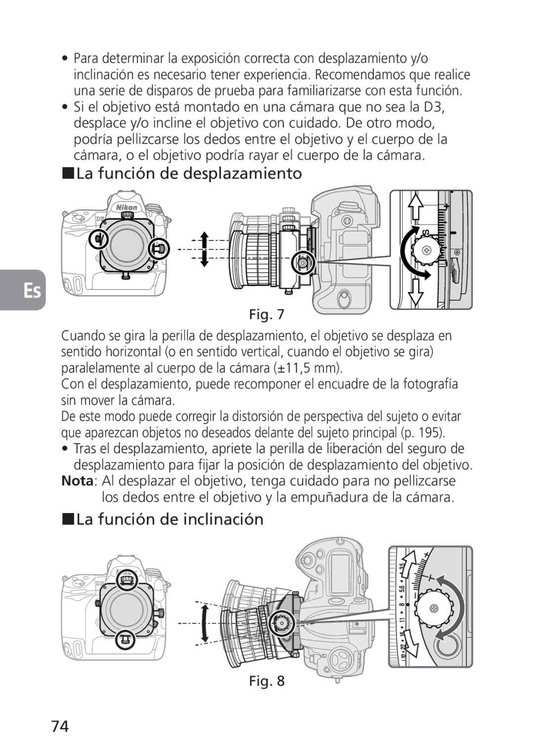 Nikon PC-E, 2168 user manual La función de desplazamiento, La función de inclinación 