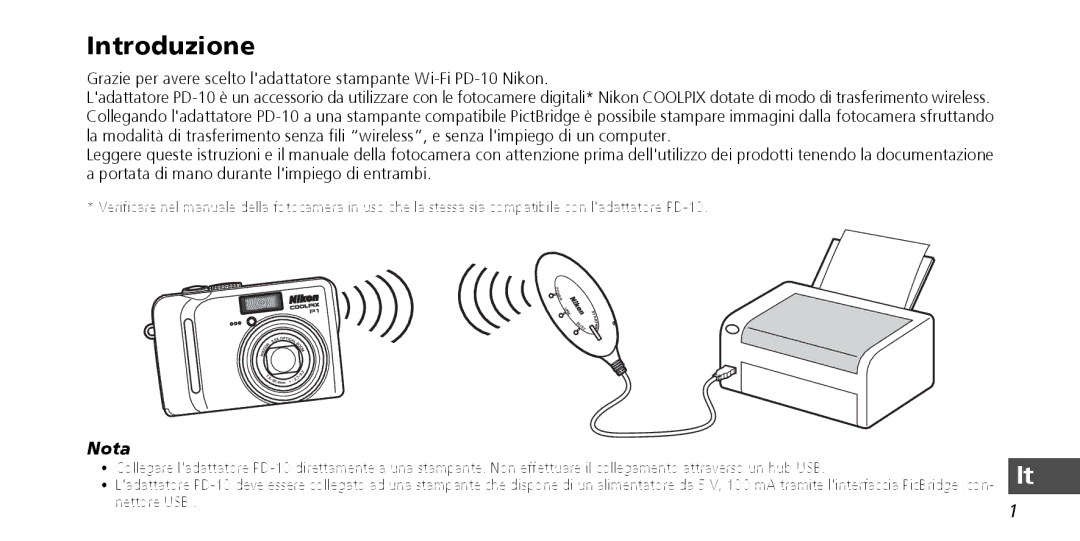 Nikon PD-10 instruction manual Introduzione, Nettore USB 