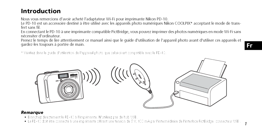 Nikon PD-10 instruction manual Remarque 